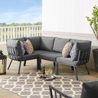 EEI-3794-SLA-CHA Riverside 4 Piece Outdoor Patio Aluminum Sectional by Modway