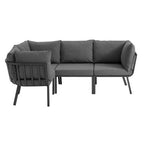 Modway EEI-3794-SLA-CHA Riverside 4 Piece Outdoor Patio Aluminum Sectional Gray Charcoal