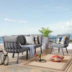 EEI-3784-SLA-CHA Riverside 4 Piece Outdoor Patio Aluminum Set by Modway