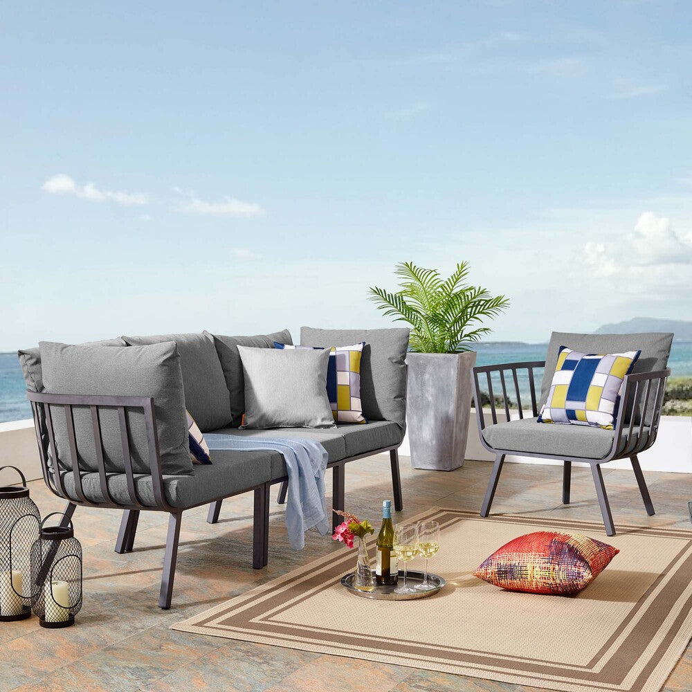 EEI-3784-SLA-CHA Riverside 4 Piece Outdoor Patio Aluminum Set by Modway