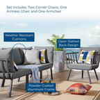 EEI-3784-SLA-CHA Riverside 4 Piece Outdoor Patio Aluminum Set by Modway