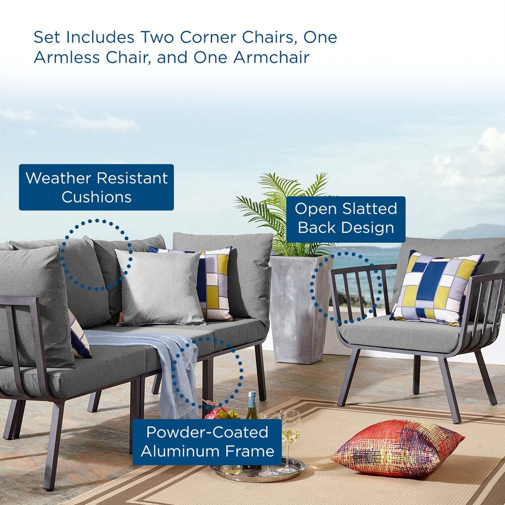 EEI-3784-SLA-CHA Riverside 4 Piece Outdoor Patio Aluminum Set by Modway