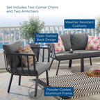 EEI-3787-SLA-CHA Riverside 4 Piece Outdoor Patio Aluminum Set by Modway