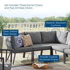 EEI-3789-SLA-CHA Riverside 5 Piece Outdoor Patio Aluminum Sectional by Modway