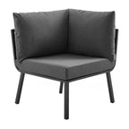 EEI-3789-SLA-CHA Riverside 5 Piece Outdoor Patio Aluminum Sectional by Modway
