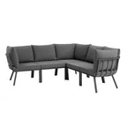 Modway EEI-3789-SLA-CHA Riverside 5 Piece Outdoor Patio Aluminum Sectional Gray Charcoal