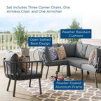 EEI-3792-SLA-CHA Riverside 5 Piece Outdoor Patio Aluminum Set by Modway
