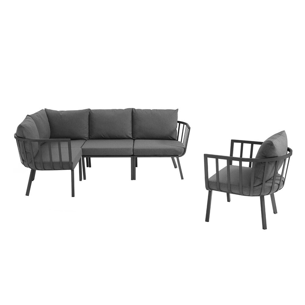 EEI-3792-SLA-CHA Riverside 5 Piece Outdoor Patio Aluminum Set by Modway