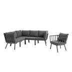 EEI-3791-SLA-CHA Riverside 6 Piece Outdoor Patio Aluminum Set by Modway