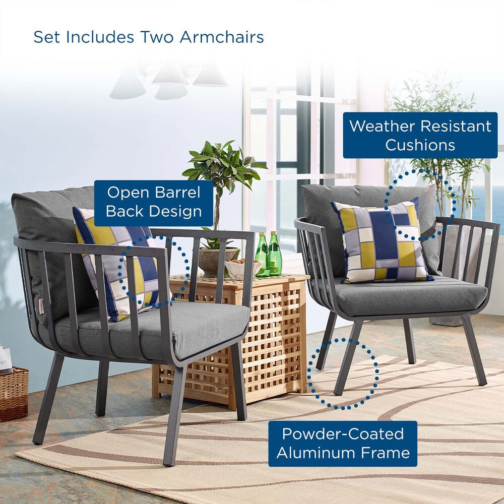 EEI-3960 Riverside Outdoor Patio Aluminum Armchair Set of 2 by Modway
