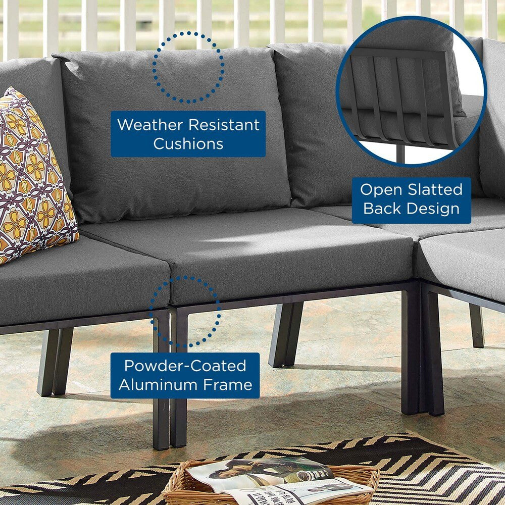 EEI-3567-SLA-CHA Riverside Outdoor Patio Aluminum Armless Chair by Modway