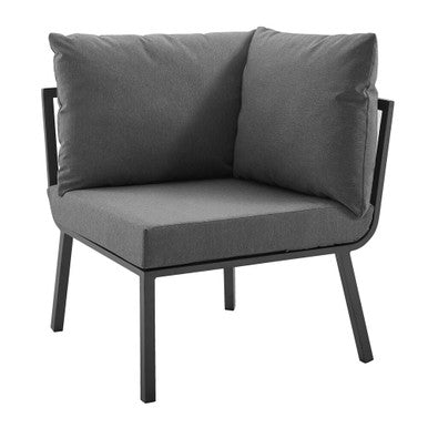 Modway EEI-3569-SLA-CHA Riverside Outdoor Patio Aluminum Corner Chair Gray Charcoal
