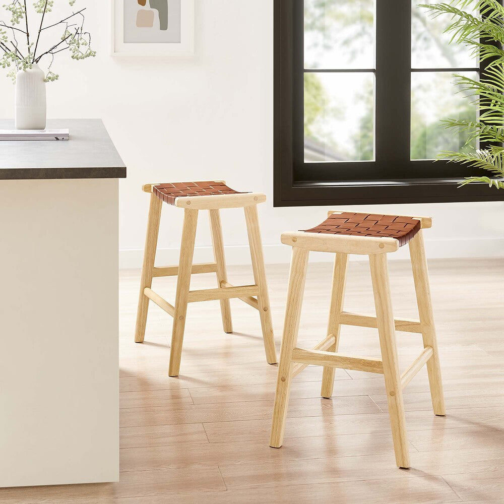 EEI-6547 Saoirse Faux Leather Wood Counter Stool Set of 2 by Modway