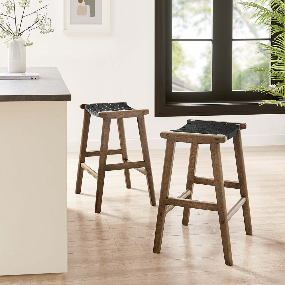 EEI-6547 Saoirse Faux Leather Wood Counter Stool Set of 2 by Modway