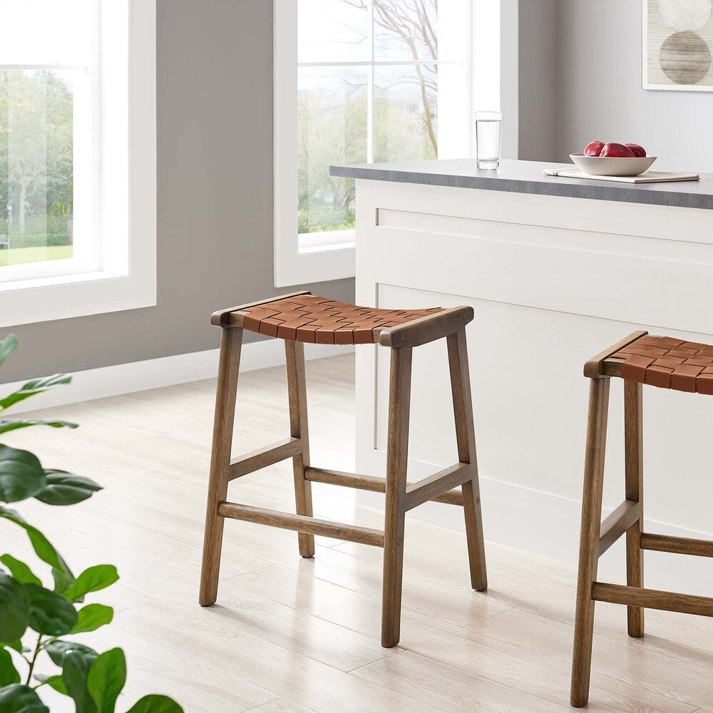 EEI-6547 Saoirse Faux Leather Wood Counter Stool Set of 2 by Modway