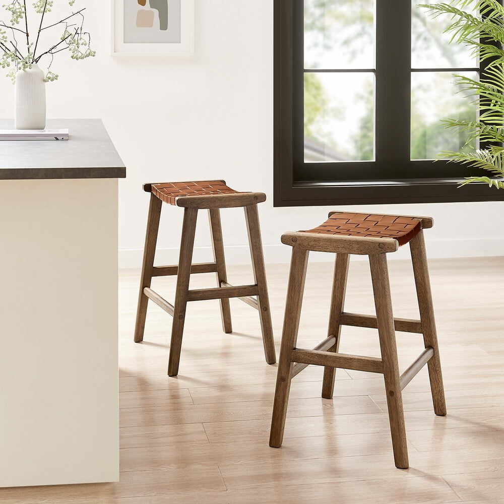 EEI-6547 Saoirse Faux Leather Wood Counter Stool Set of 2 by Modway