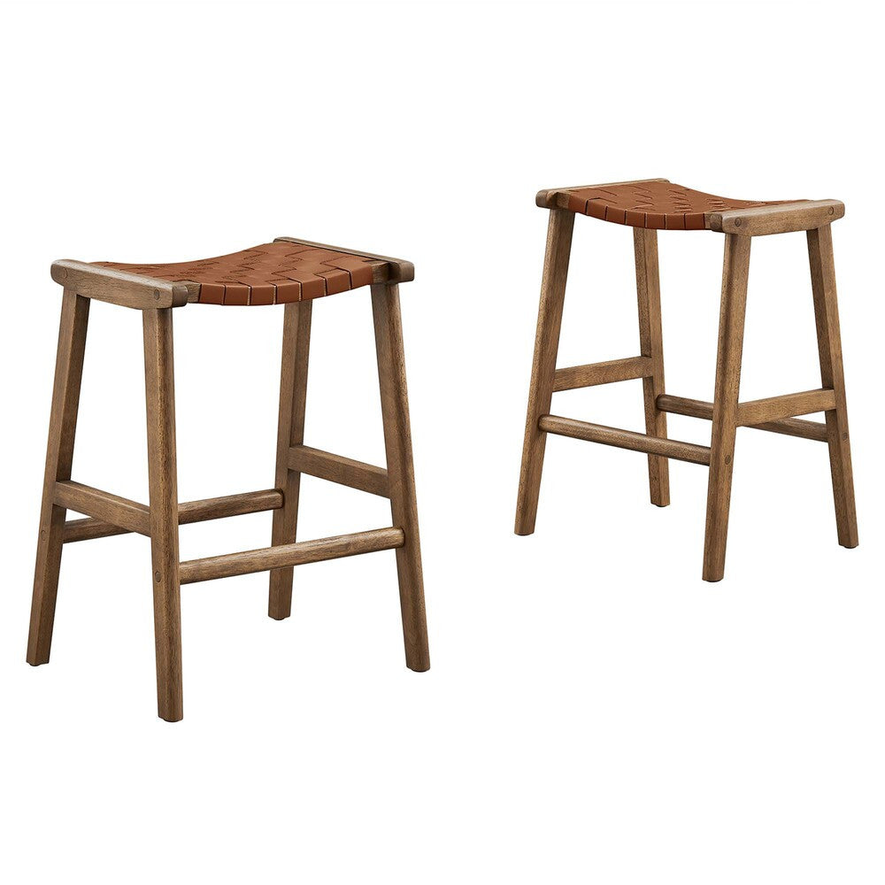 EEI-6547 Saoirse Faux Leather Wood Counter Stool Set of 2 by Modway