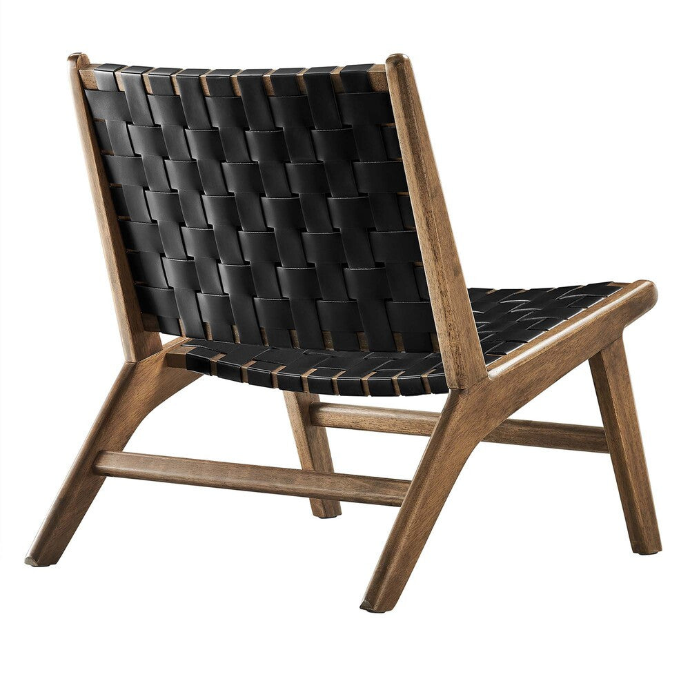 EEI-6542 Saoirse Leather Wood Accent Lounge Chair by Modway