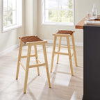 EEI-6549 Saoirse Leather Wood Bar Stool Set of 2 by Modway