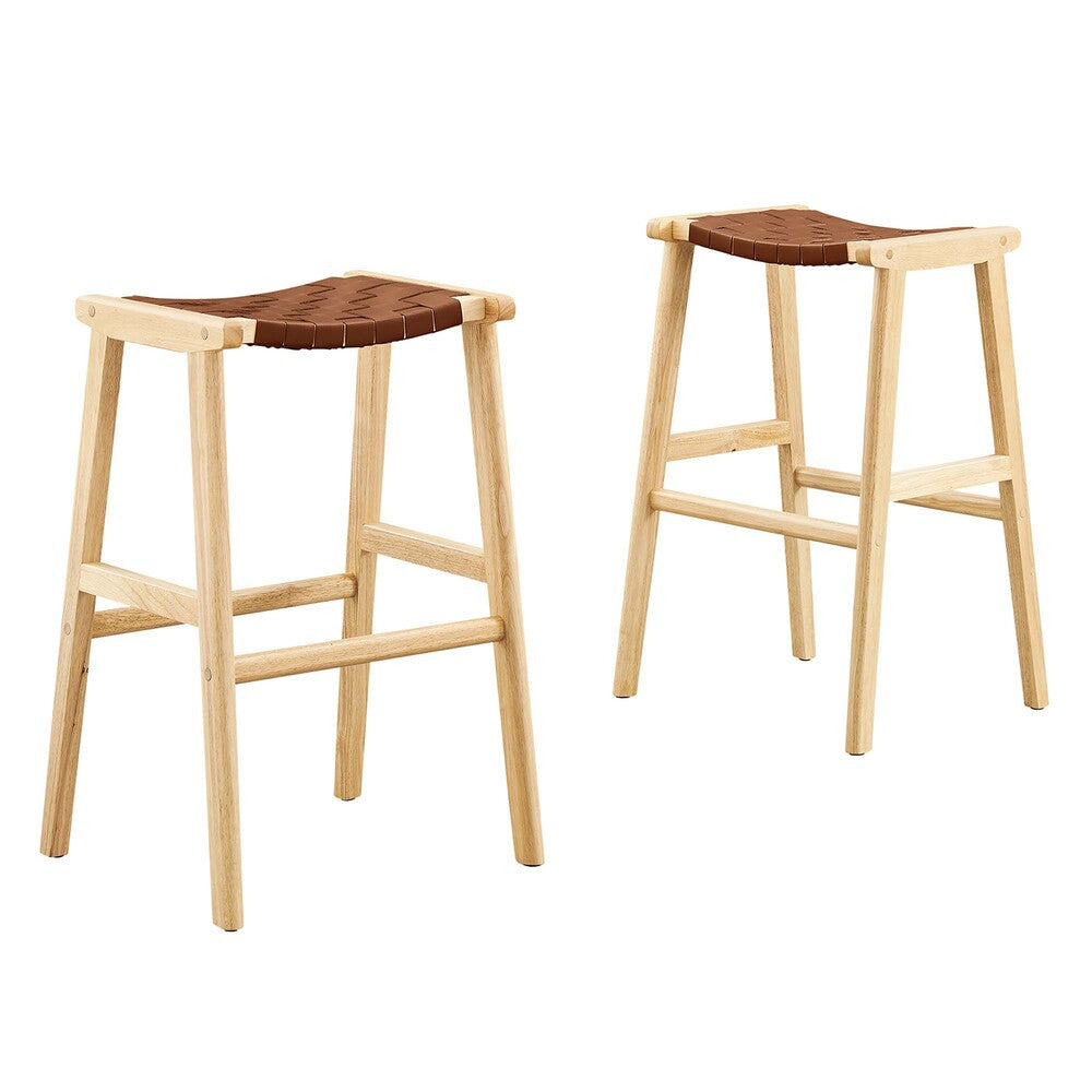 EEI-6549 Saoirse Leather Wood Bar Stool Set of 2 by Modway