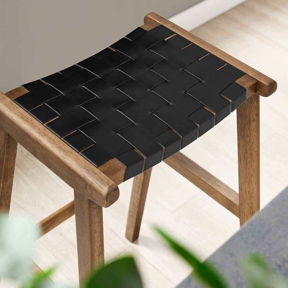 EEI-6549 Saoirse Leather Wood Bar Stool Set of 2 by Modway