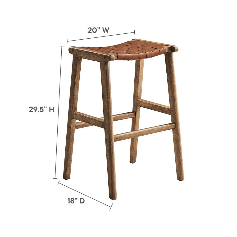 EEI-6549 Saoirse Leather Wood Bar Stool Set of 2 by Modway