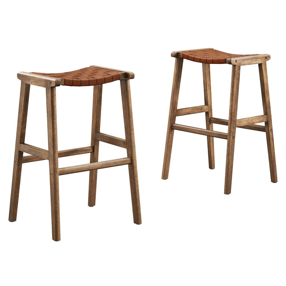 EEI-6549 Saoirse Leather Wood Bar Stool Set of 2 by Modway