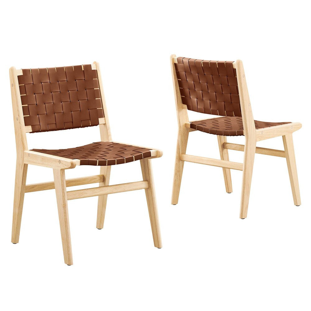 EEI-6544 Saoirse Leather Wood Dining Side Chair Set of 2 by Modway
