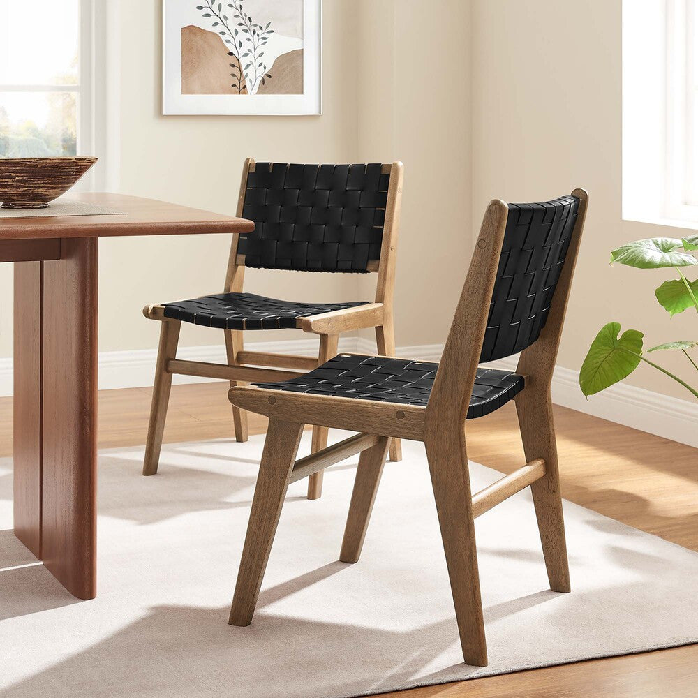 EEI-6544 Saoirse Leather Wood Dining Side Chair Set of 2 by Modway