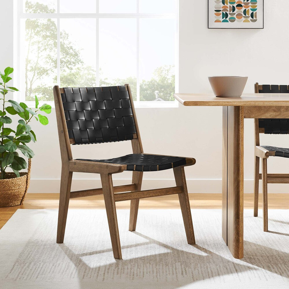 EEI-6544 Saoirse Leather Wood Dining Side Chair Set of 2 by Modway