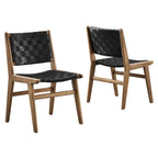 EEI-6544 Saoirse Leather Wood Dining Side Chair Set of 2 by Modway