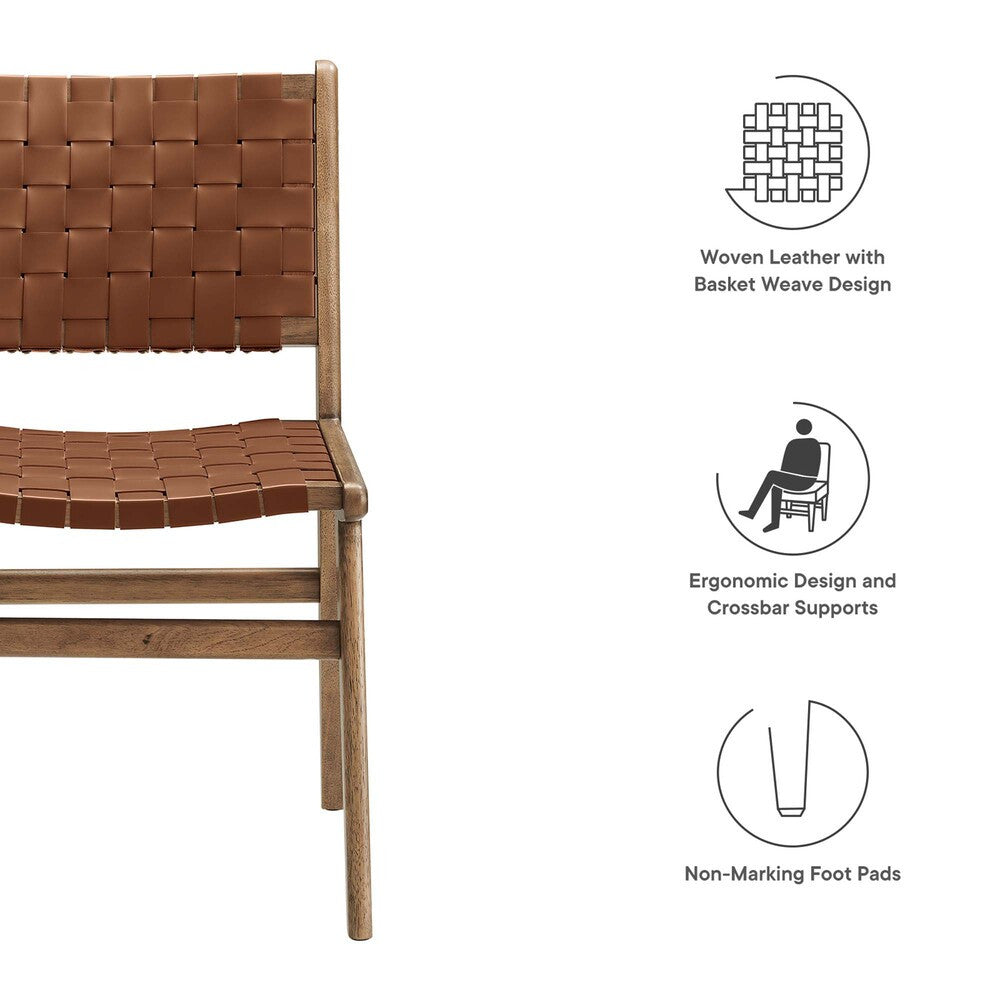 EEI-6544 Saoirse Leather Wood Dining Side Chair Set of 2 by Modway