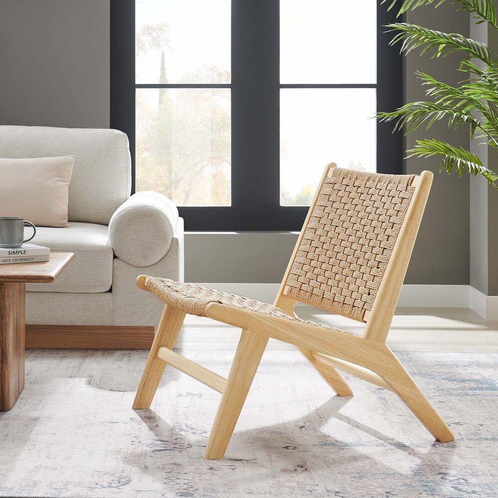EEI-6543 Saoirse Woven Rope Wood Accent Lounge Chair by Modway