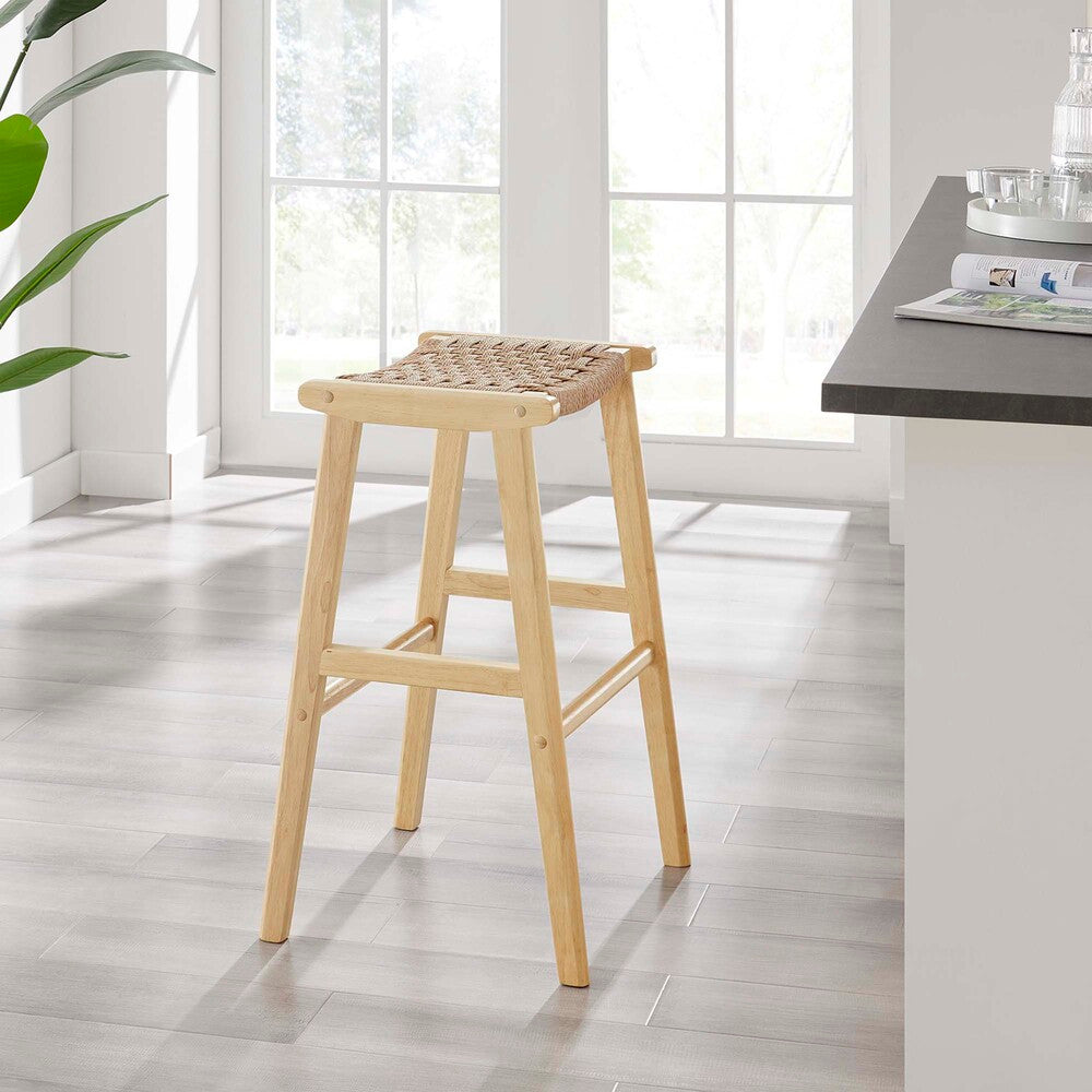 EEI-6550 Saoirse Woven Rope Wood Bar Stool Set of 2 by Modway