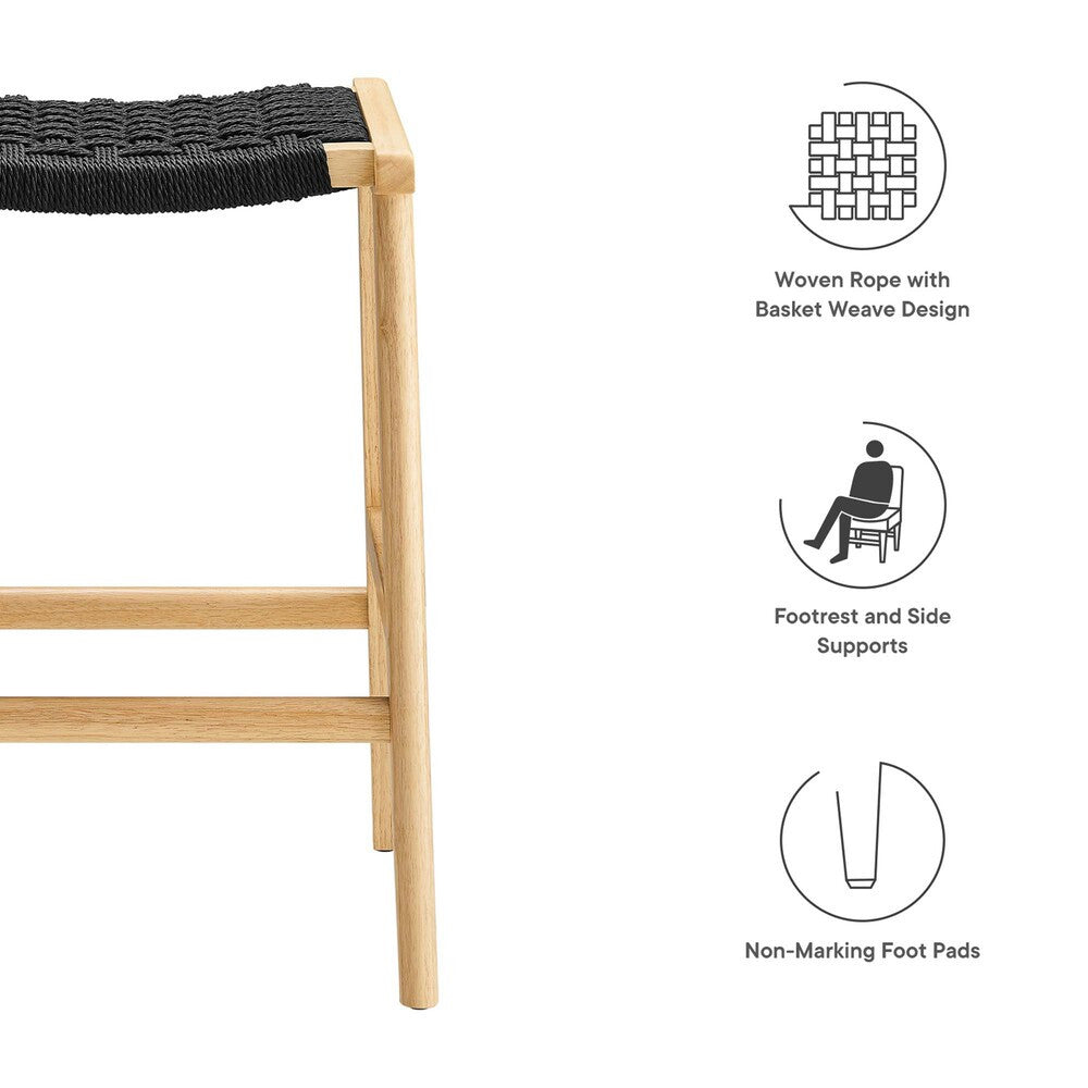 EEI-6548 Saoirse Woven Rope Wood Counter Stool Set of 2 by Modway