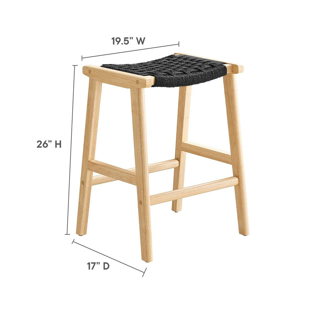 EEI-6548 Saoirse Woven Rope Wood Counter Stool Set of 2 by Modway
