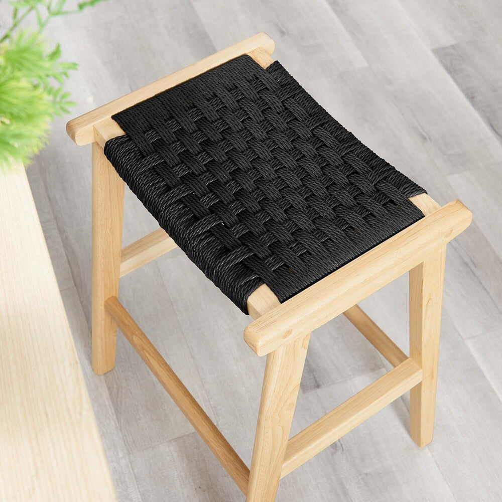 EEI-6548 Saoirse Woven Rope Wood Counter Stool Set of 2 by Modway