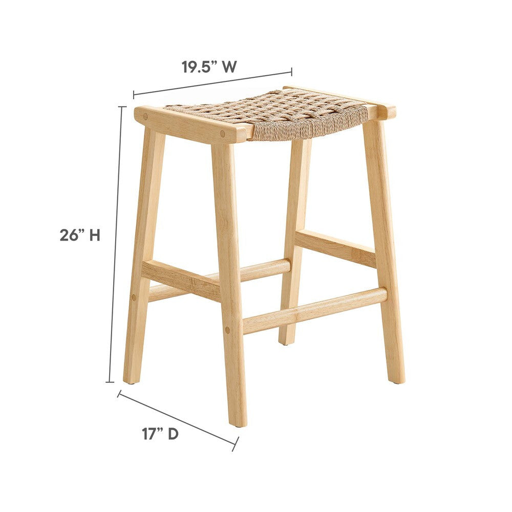 EEI-6548 Saoirse Woven Rope Wood Counter Stool Set of 2 by Modway
