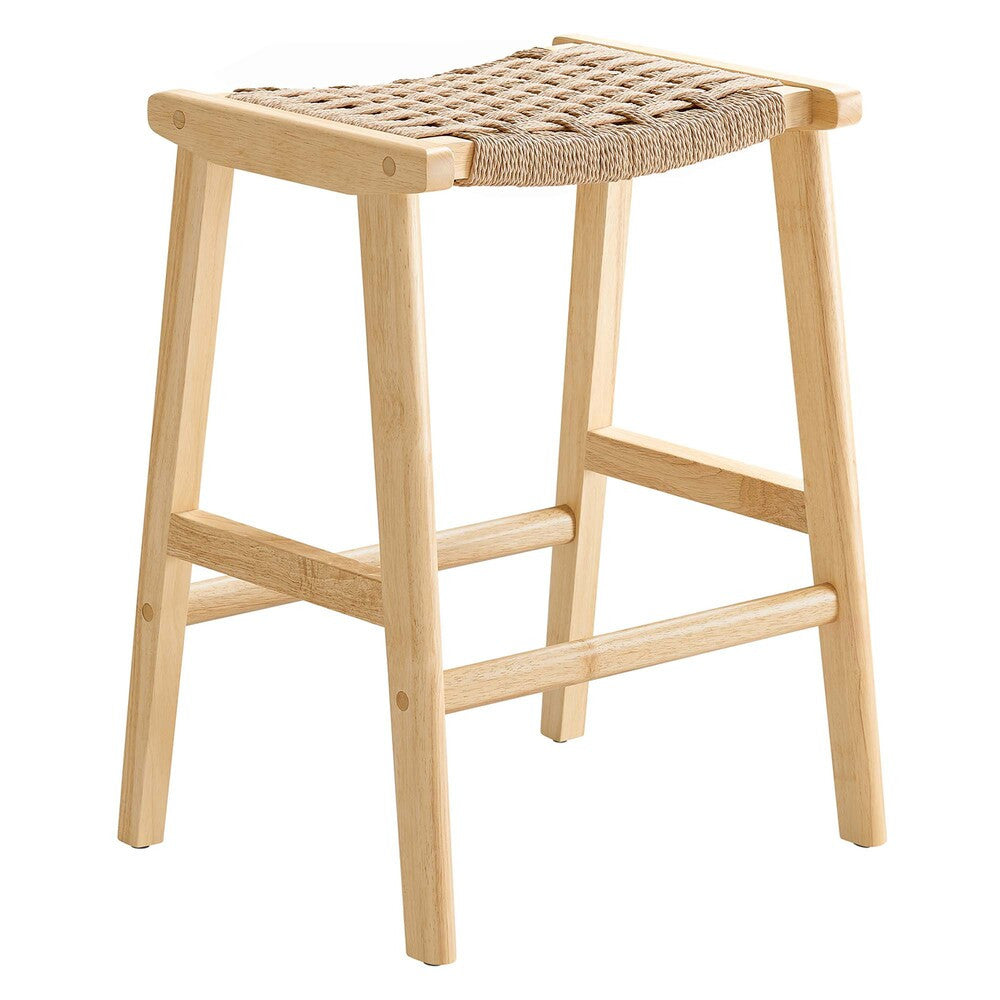 EEI-6548 Saoirse Woven Rope Wood Counter Stool Set of 2 by Modway