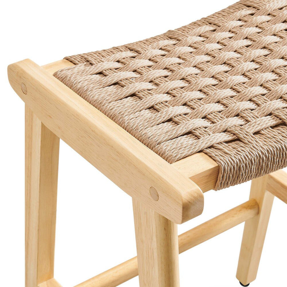 EEI-6548 Saoirse Woven Rope Wood Counter Stool Set of 2 by Modway