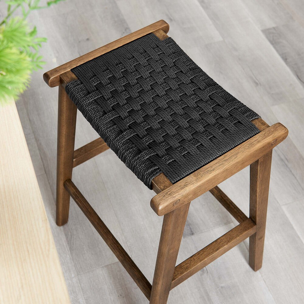 EEI-6548 Saoirse Woven Rope Wood Counter Stool Set of 2 by Modway