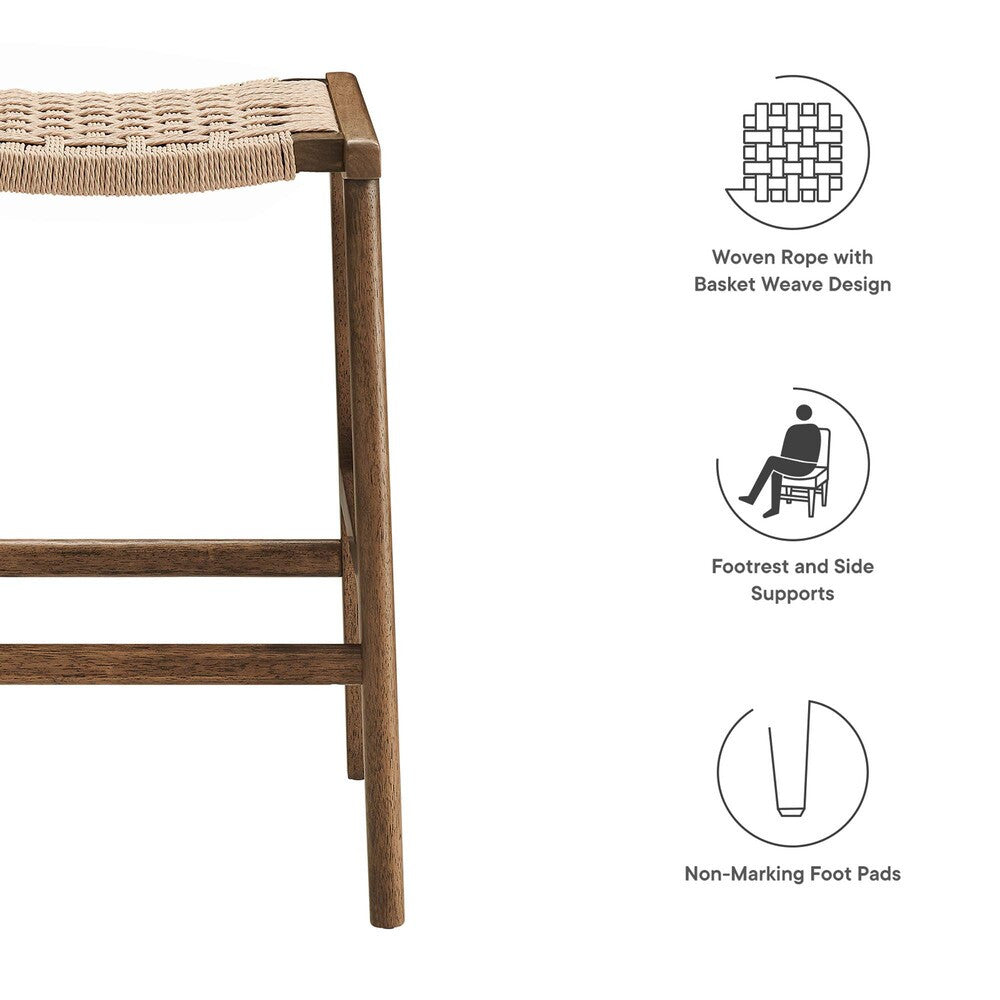 EEI-6548 Saoirse Woven Rope Wood Counter Stool Set of 2 by Modway