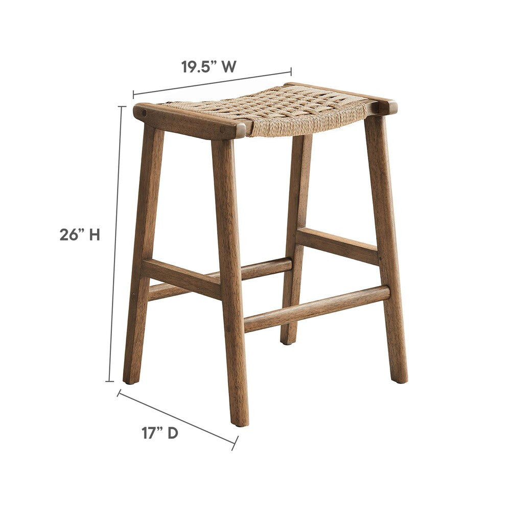 EEI-6548 Saoirse Woven Rope Wood Counter Stool Set of 2 by Modway