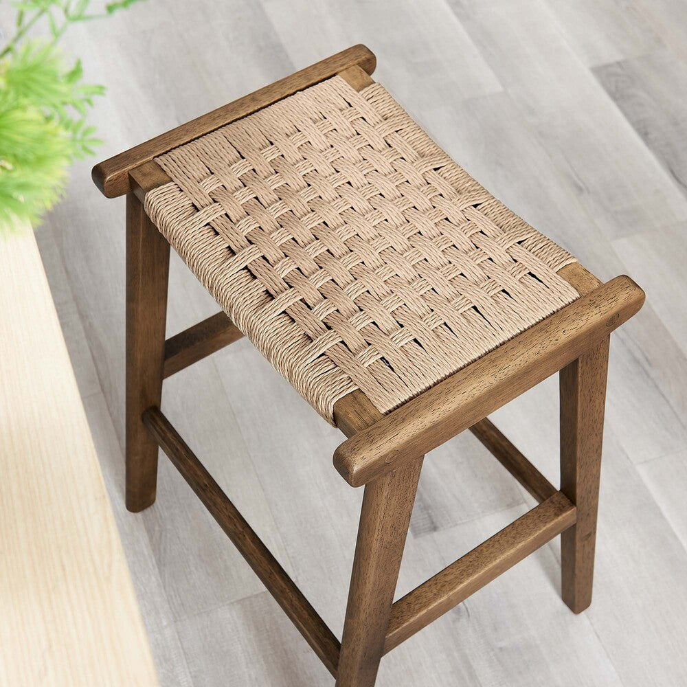 EEI-6548 Saoirse Woven Rope Wood Counter Stool Set of 2 by Modway