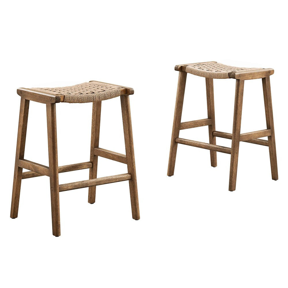 EEI-6548 Saoirse Woven Rope Wood Counter Stool Set of 2 by Modway