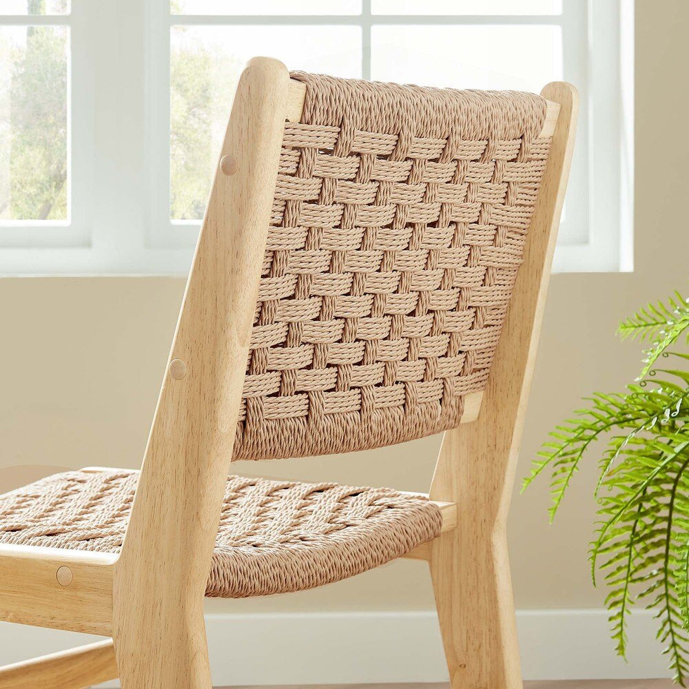 EEI-6545 Saoirse Woven Rope Wood Dining Side Chair Set of 2 by Modway