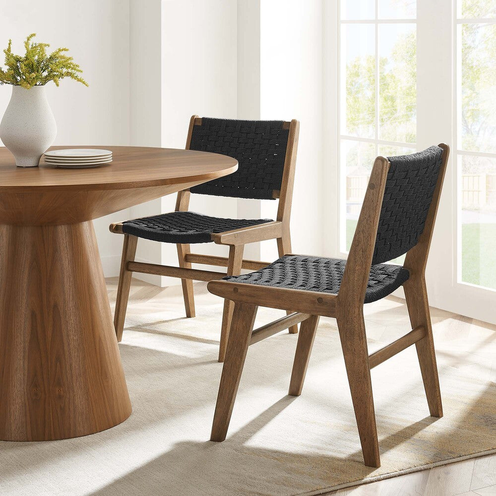 EEI-6545 Saoirse Woven Rope Wood Dining Side Chair Set of 2 by Modway