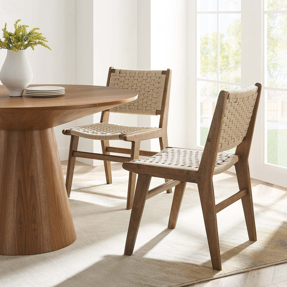 EEI-6545 Saoirse Woven Rope Wood Dining Side Chair Set of 2 by Modway