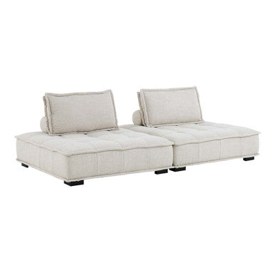 Modway EEI-5204-BEI Saunter 2-Piece Tufted Fabric Fabric Loveseat - Beige