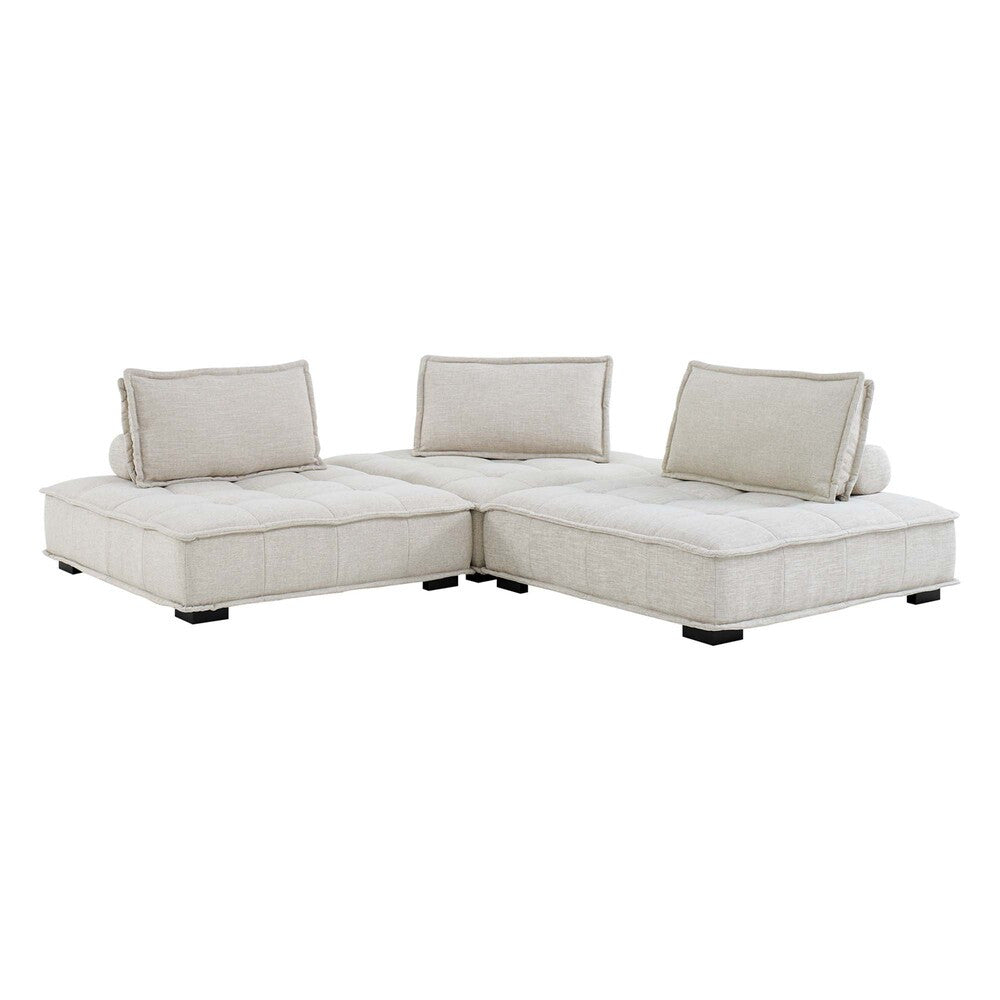 Modway Saunter 3-Piece Tufted Fabric Fabric Sofa by Modway-EEI-5206-BEI  3
